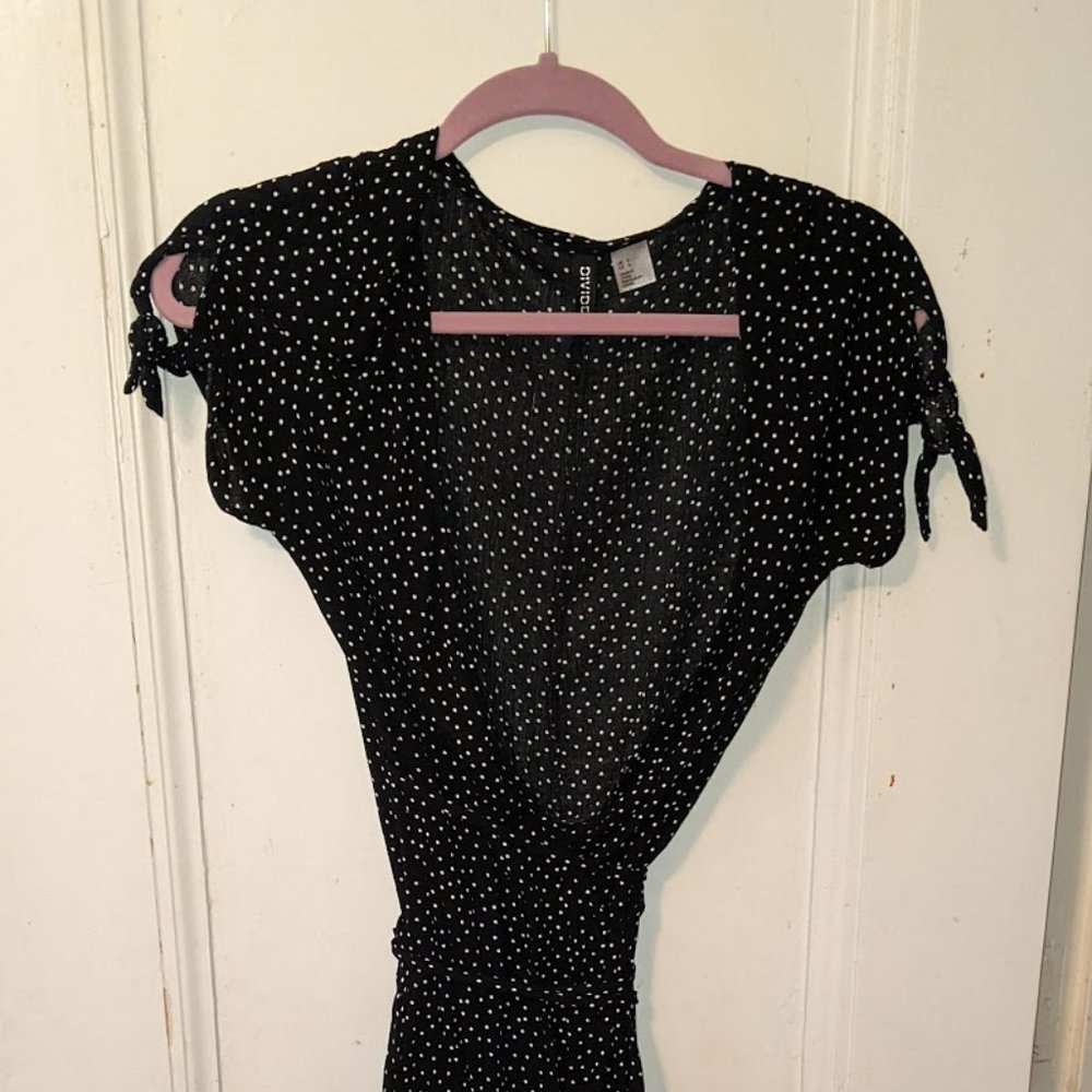Black & White Polka Dotted Midi wrap dress *NEVER WORN*